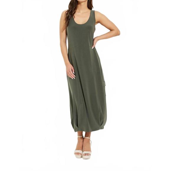 SYMPLI Dresses & Skirts - NEW SYMPLI pleated hem tank dress in melange olive